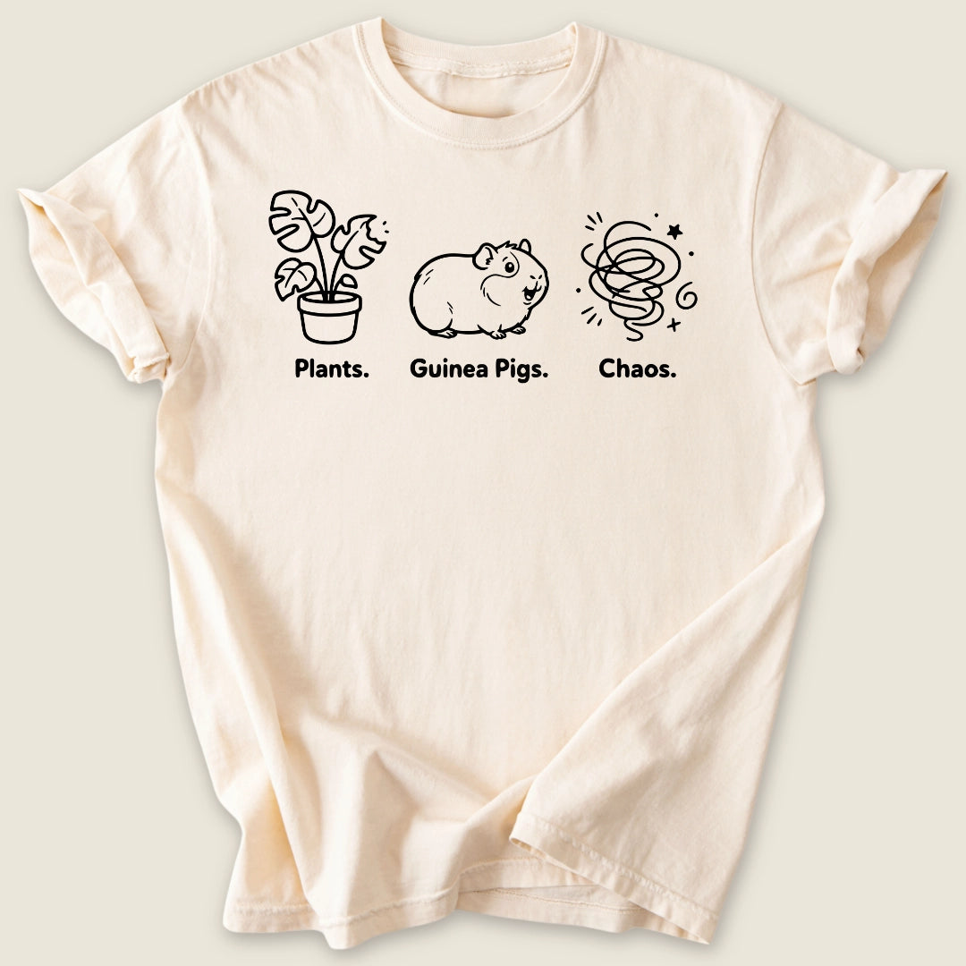 Plants. Guinea Pigs. Chaos. T-shirt-Tee-Ivory-Guinea Pig Culture
