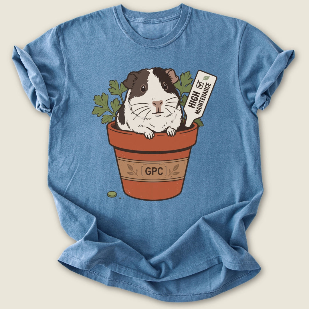 Potted Piggy T-shirt-Tee-Blue Jean-Guinea Pig Culture
