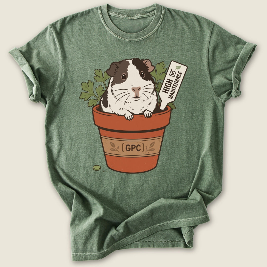 Potted Piggy T-shirt-Tee-Moss-Guinea Pig Culture
