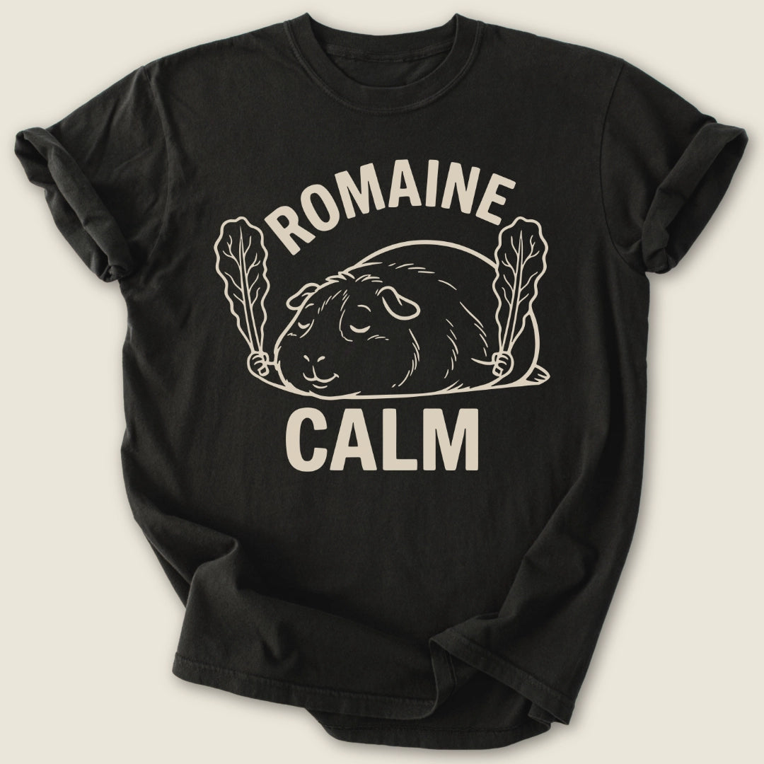 Romaine Calm T-shirt-Tee-Black-Guinea Pig Culture