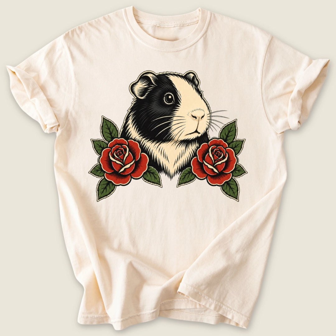 Roses & Rumbles T-shirt-Tee-Ivory-Guinea Pig Culture