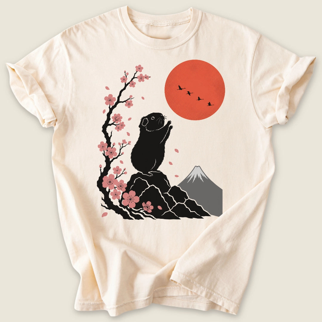 Sakura Piggy T-shirt-Tee-Ivory-Guinea Pig Culture