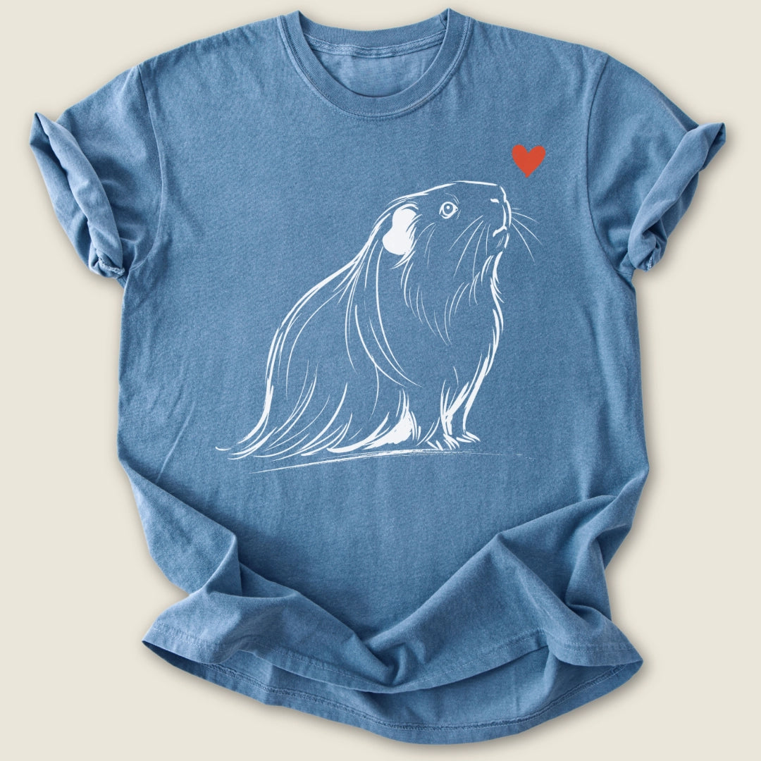 Silkie Guinea Ink T-shirt-Tee-Blue Jean-Guinea Pig Culture