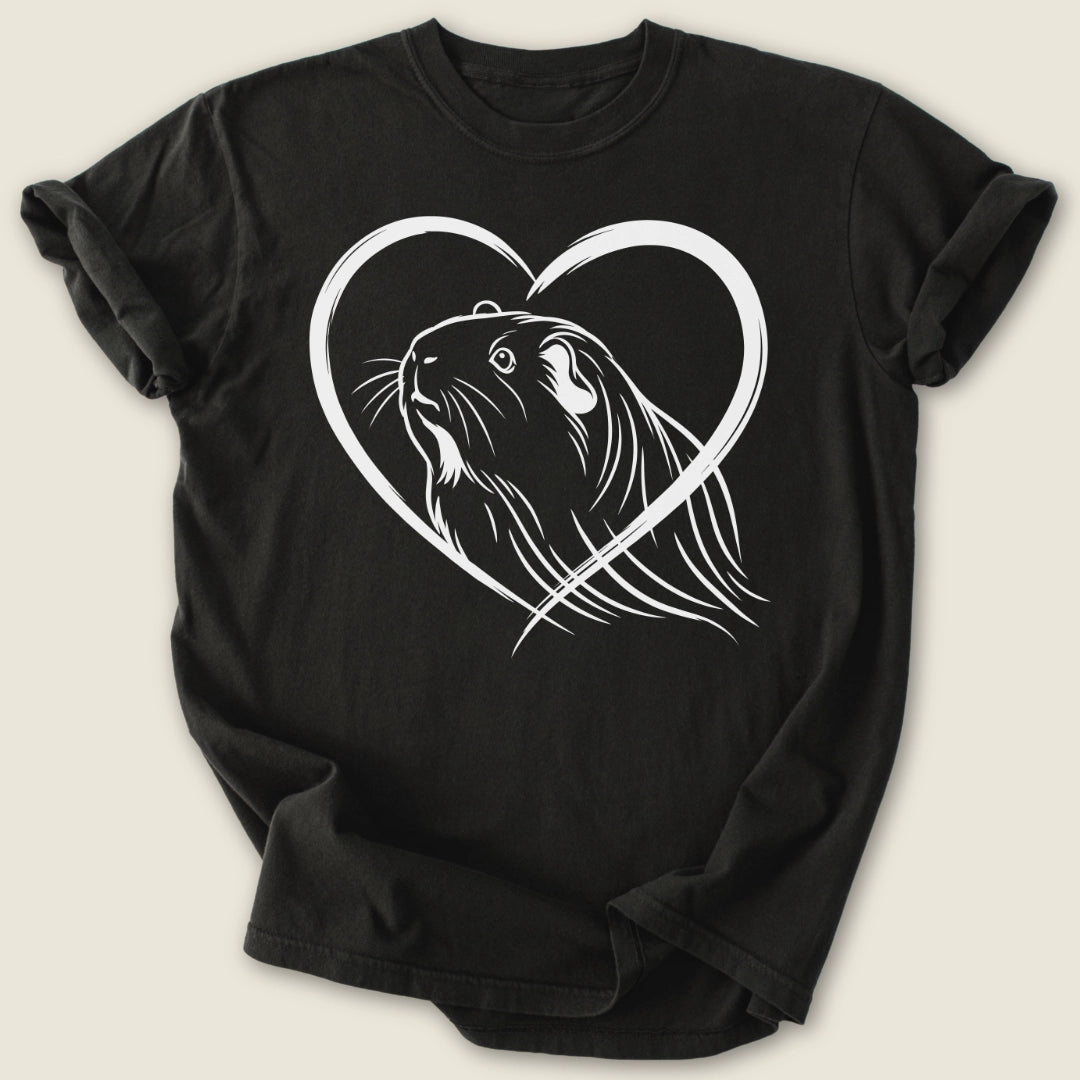 Silkie Heart T-shirt-Tee-Black-Guinea Pig Culture