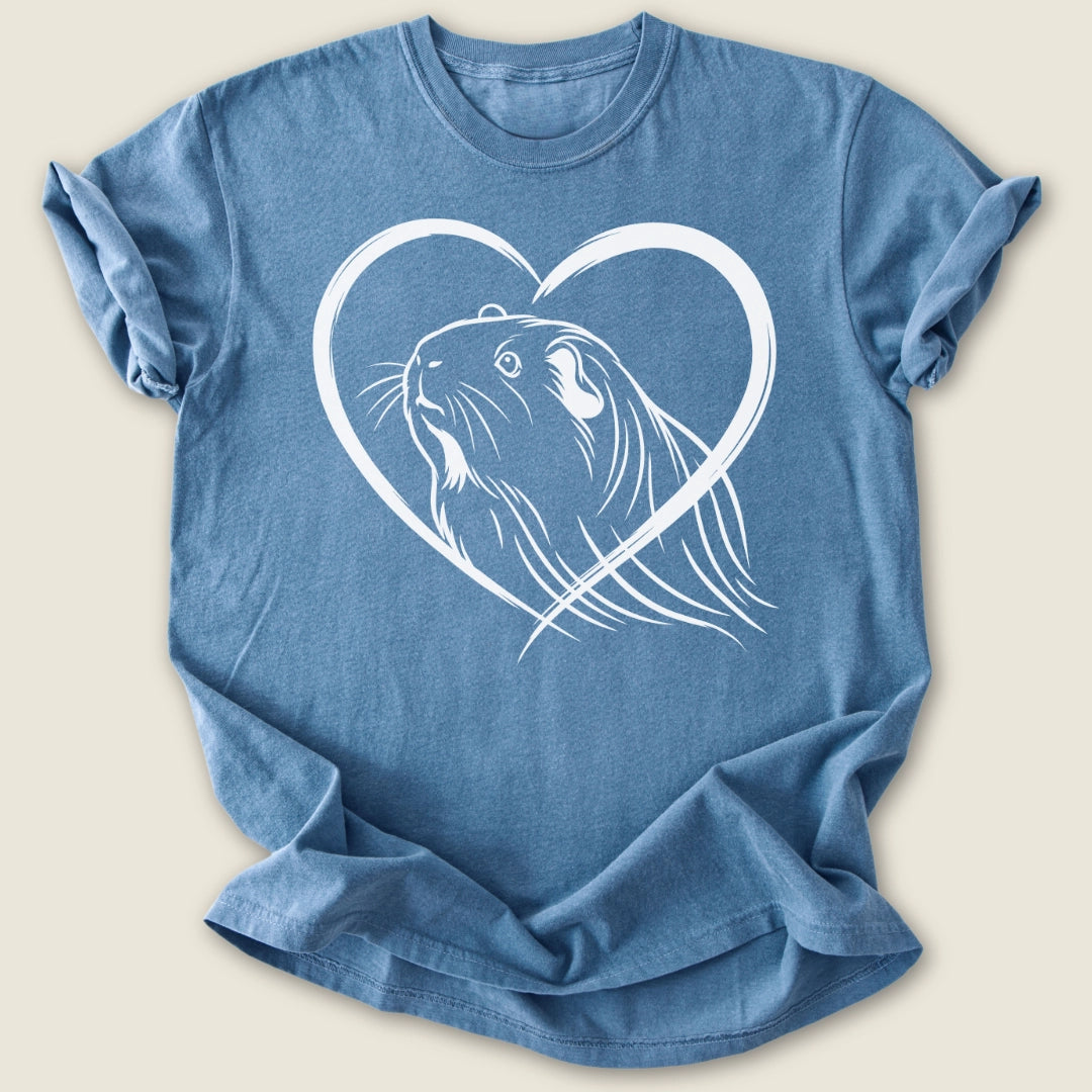 Silkie Heart T-shirt-Tee-Blue Jean-Guinea Pig Culture