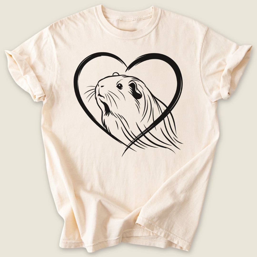 Silkie Heart T-shirt-Tee-Ivory-Guinea Pig Culture