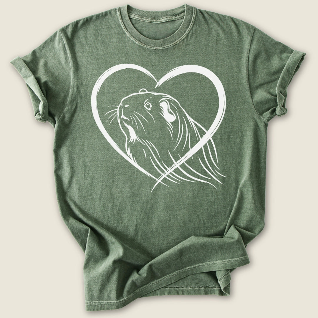 Silkie Heart T-shirt-Tee-Moss-Guinea Pig Culture