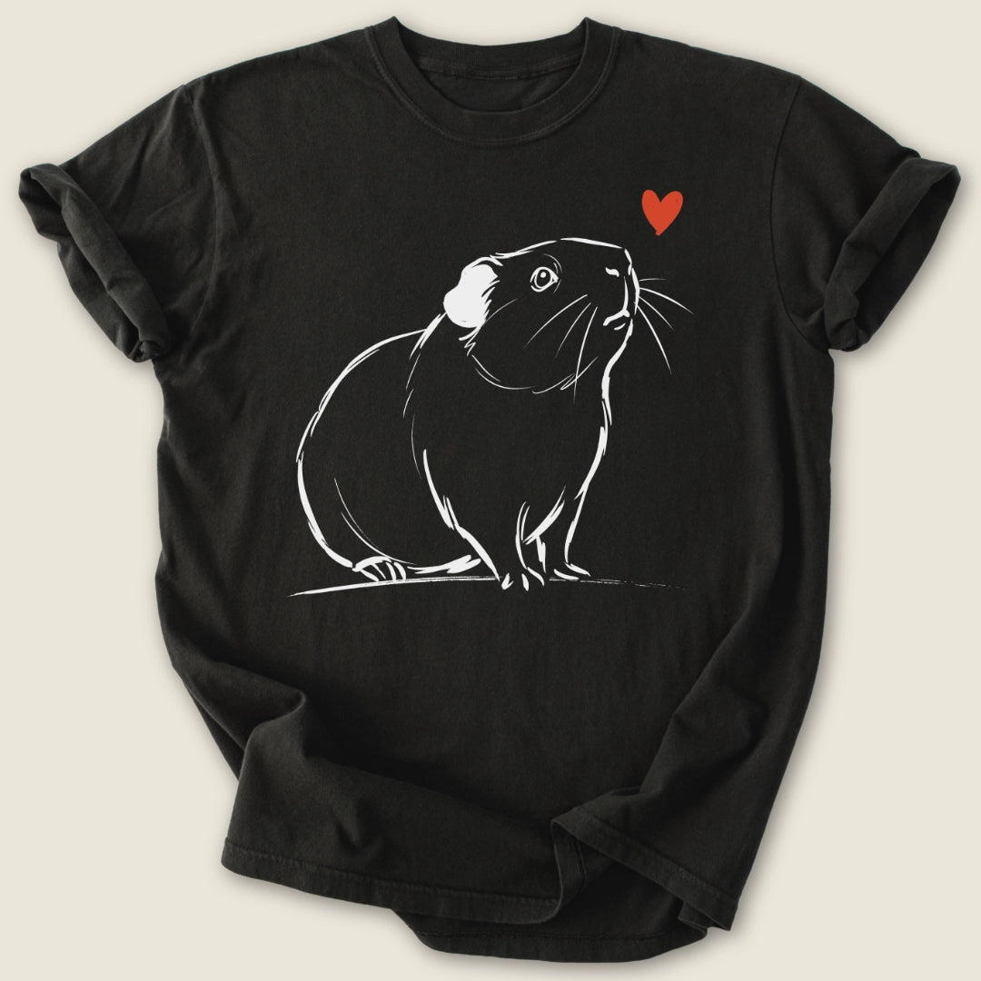 Smooth Coat Guinea Ink T-shirt-Tee-Black-Guinea Pig Culture
