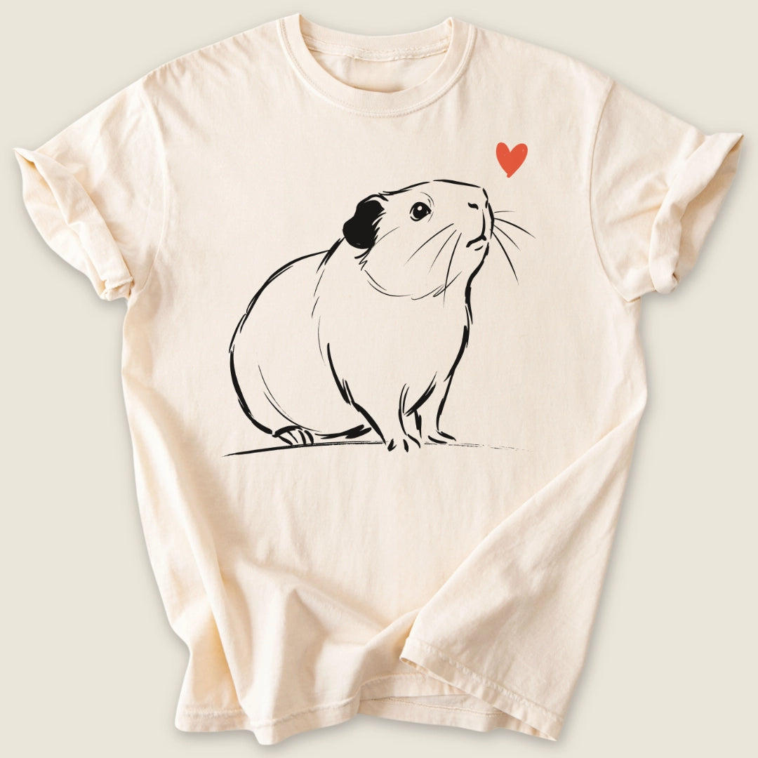 Smooth Coat Guinea Ink T-shirt-Tee-Ivory-Guinea Pig Culture