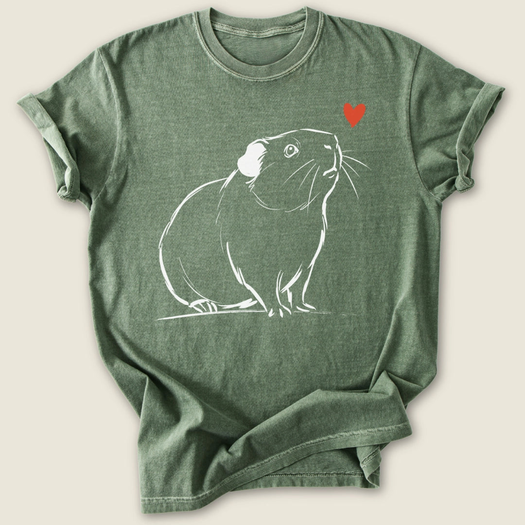 Smooth Coat Guinea Ink T-shirt-Tee-Moss-Guinea Pig Culture