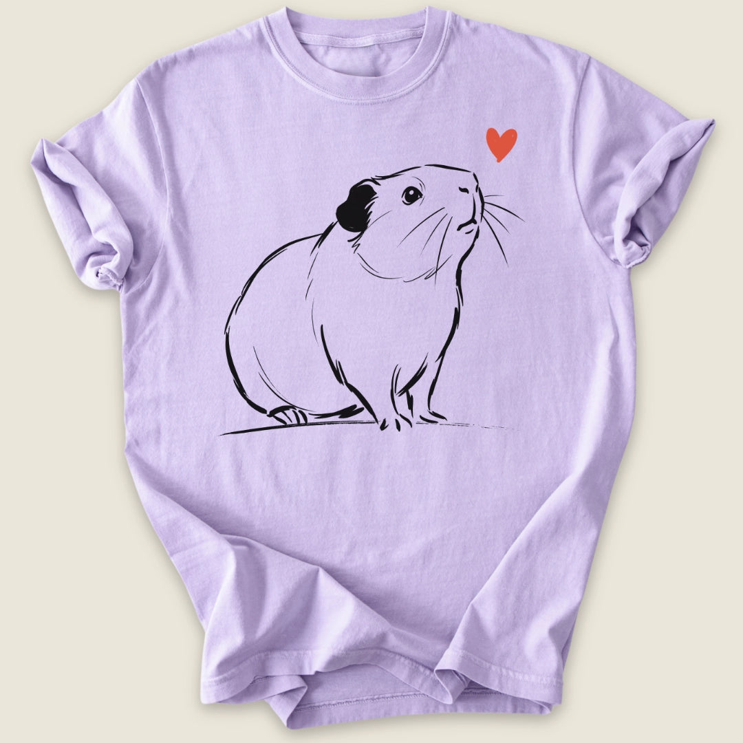 Smooth Coat Guinea Ink T-shirt-Tee-Orchid-Guinea Pig Culture