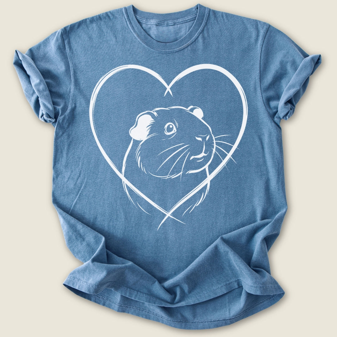 Smooth Coat Heart T-shirt-Tee-Blue Jean-Guinea Pig Culture
