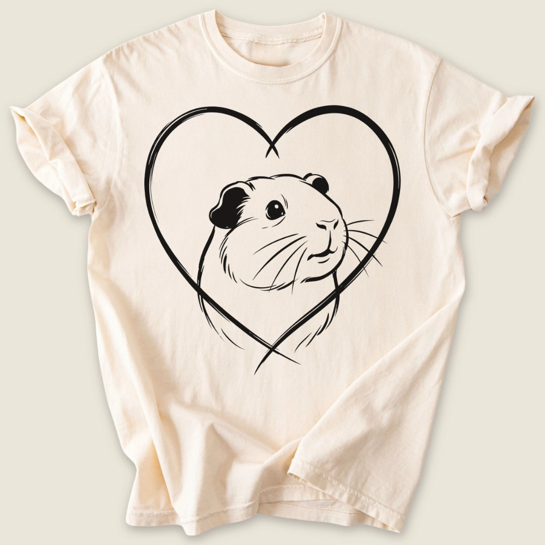 Smooth Coat Heart T-shirt-Tee-Ivory-Guinea Pig Culture