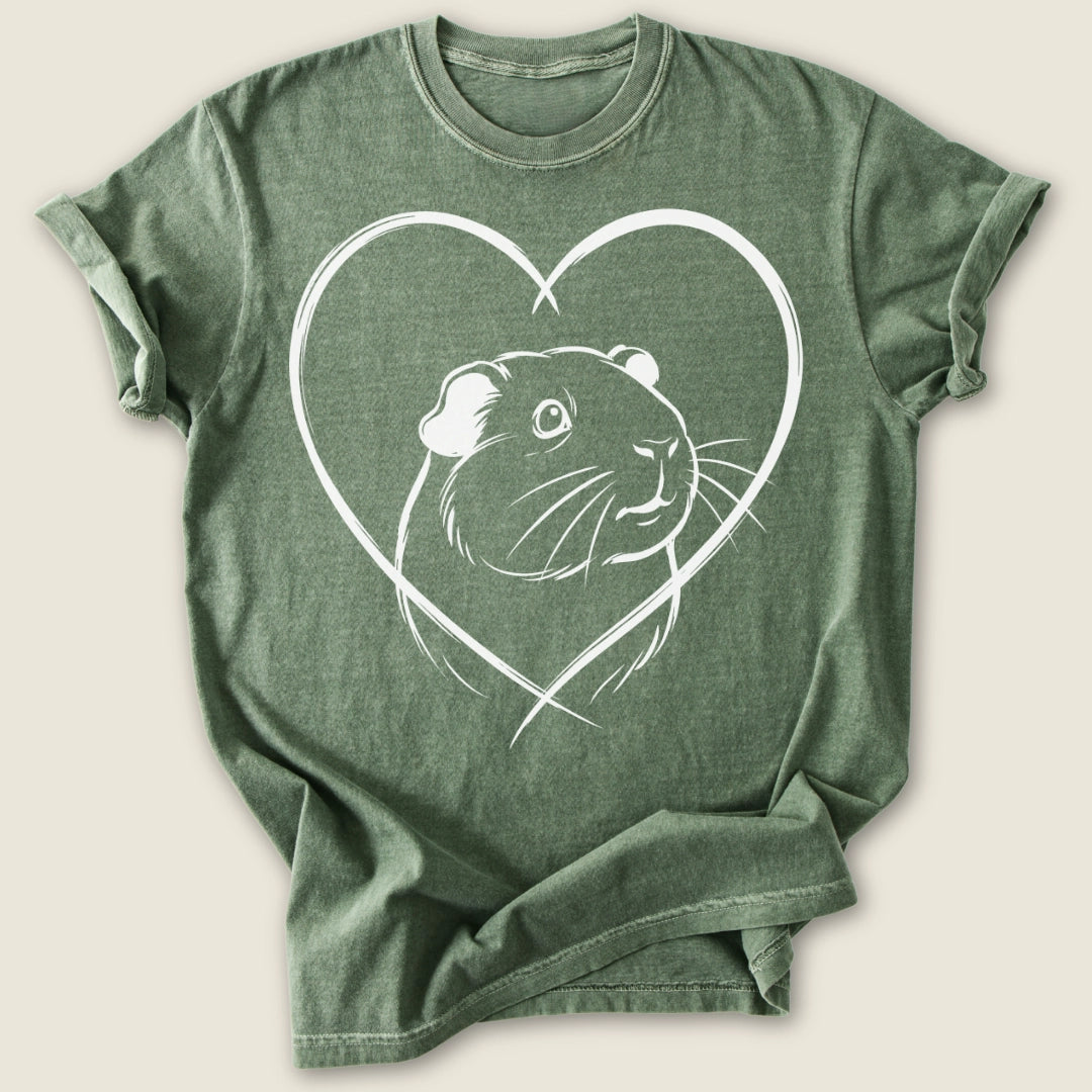 Smooth Coat Heart T-shirt-Tee-Moss-Guinea Pig Culture