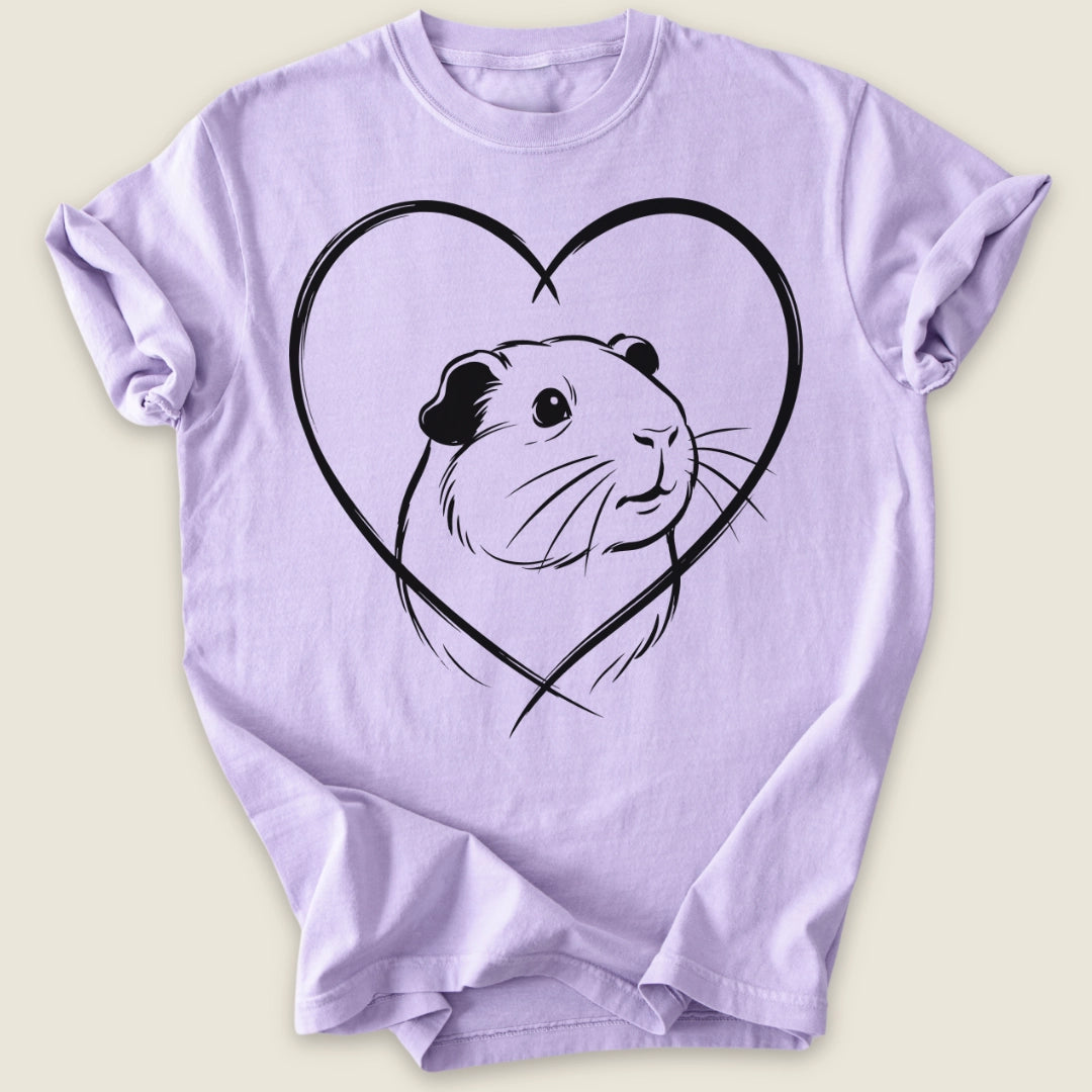Smooth Coat Heart T-shirt-Tee-Orchid-Guinea Pig Culture