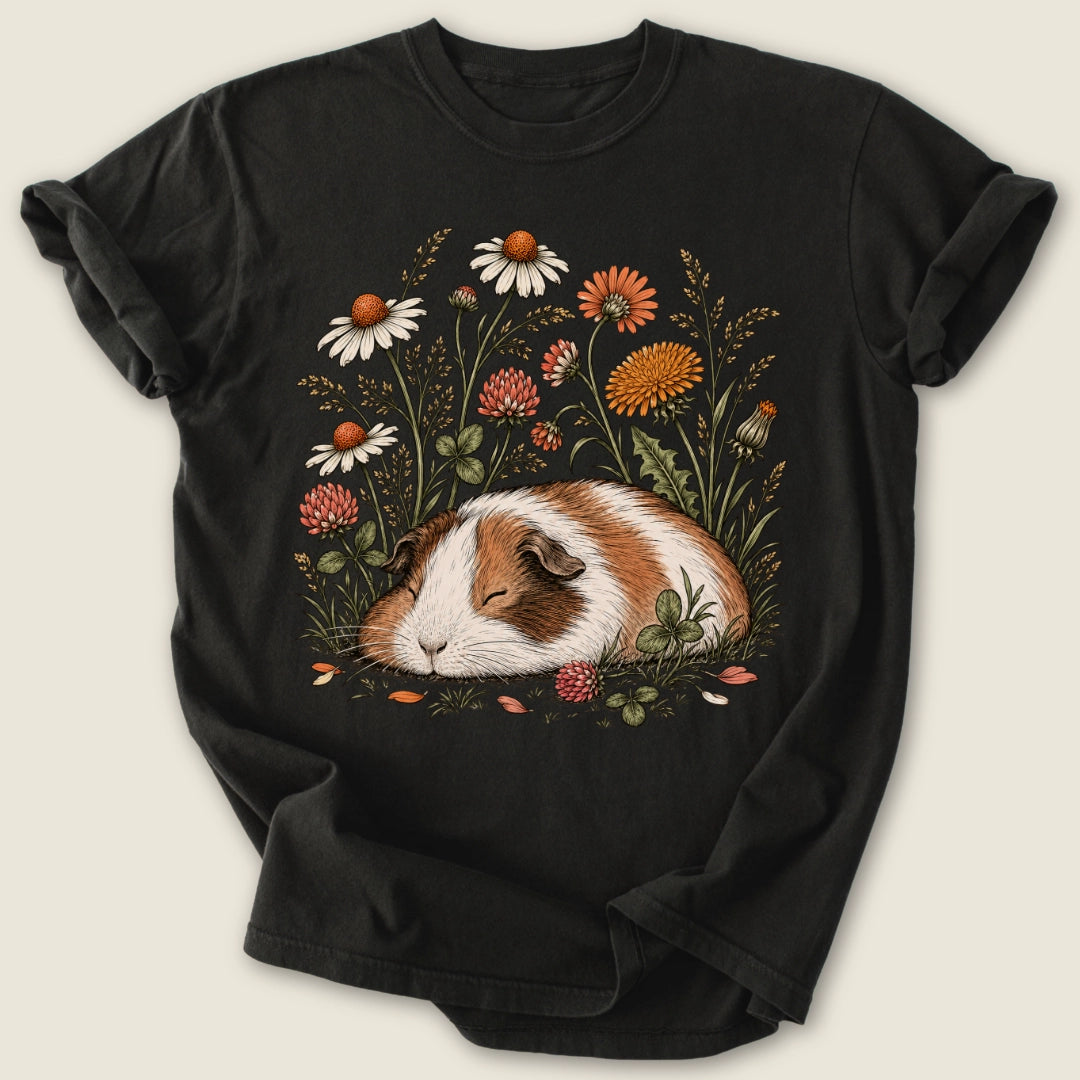Snooze & Bloom T-shirt-Tee-Black-Guinea Pig Culture