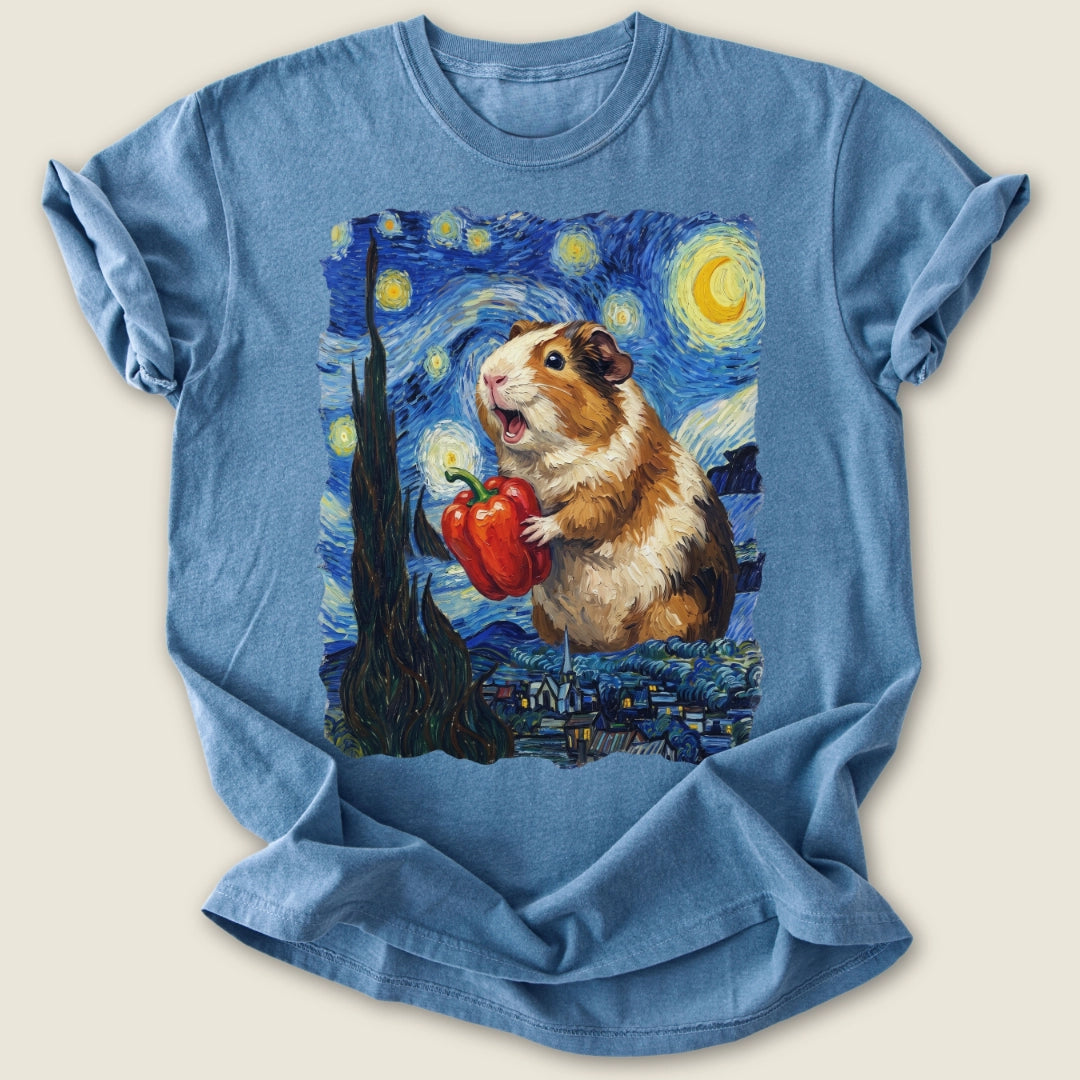 Starry Wheek Night T-shirt-Tee-Blue Jean-Guinea Pig Culture