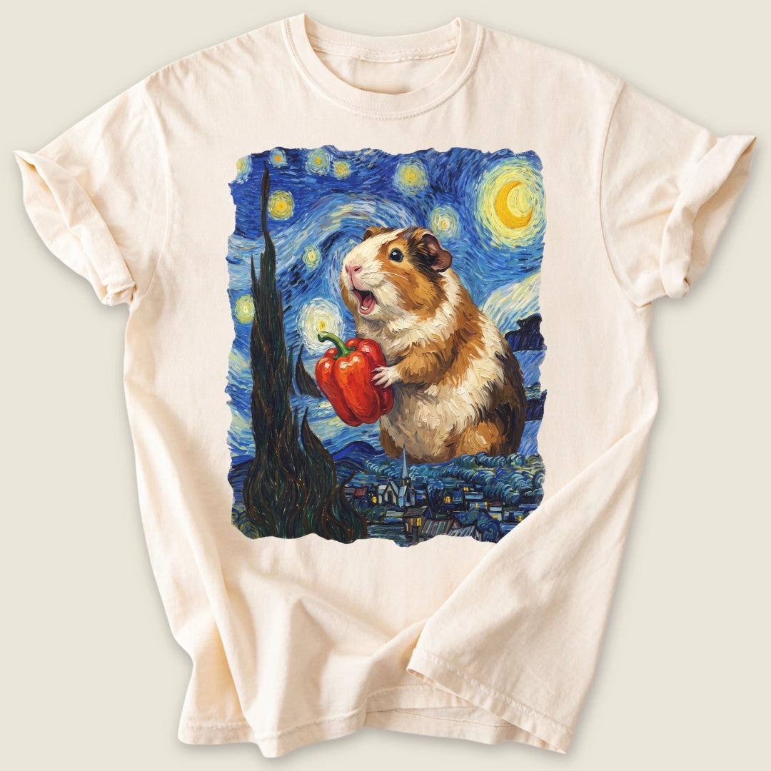 Starry Wheek Night T-shirt-Tee-Ivory-Guinea Pig Culture
