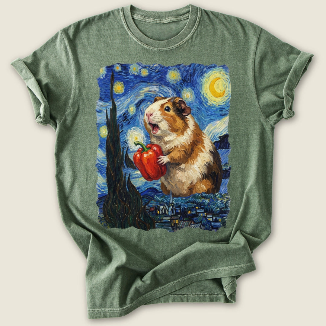 Starry Wheek Night T-shirt-Tee-Moss-Guinea Pig Culture