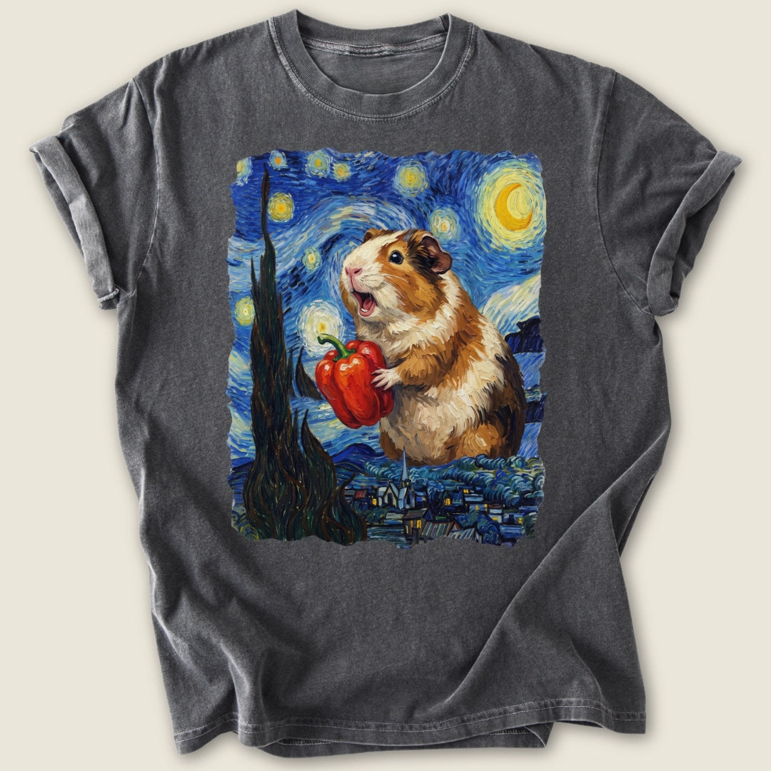 Starry Wheek Night T-shirt-Tee-Pepper-Guinea Pig Culture