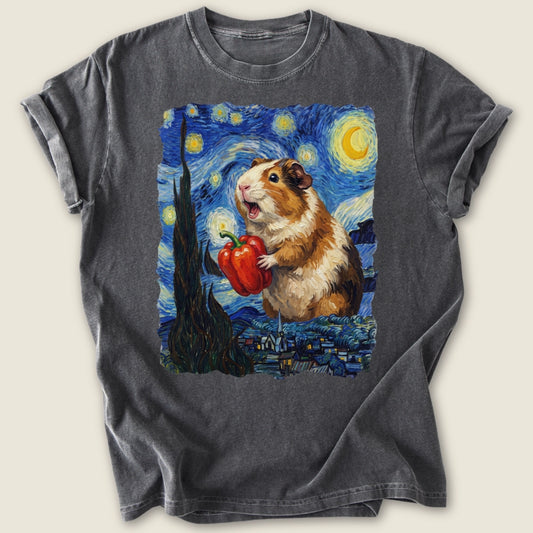 Starry Wheek Night T-shirt-Tee-Pepper-Guinea Pig Culture