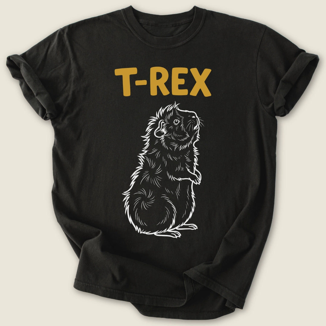 T-Rex Piggy T-shirt-Tee-Black-Guinea Pig Culture