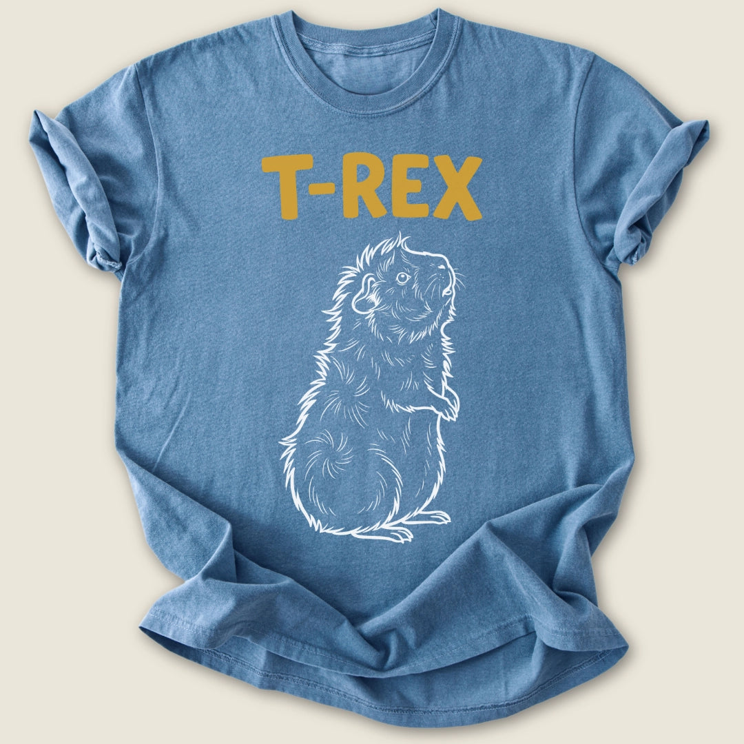 T-Rex Piggy T-shirt-Tee-Blue Jean-Guinea Pig Culture