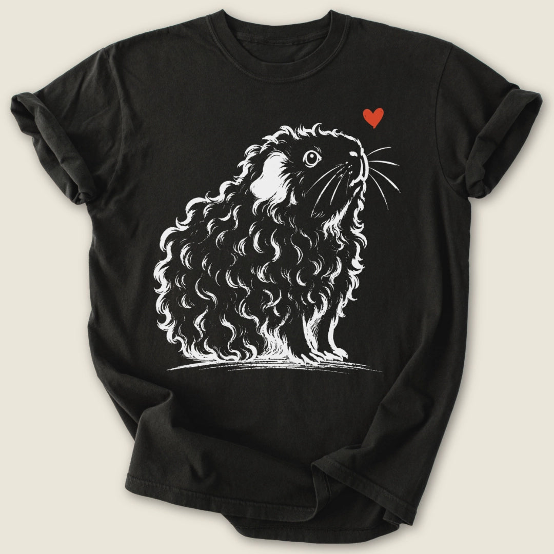 Texel Guinea Ink T-shirt-Tee-Black-Guinea Pig Culture