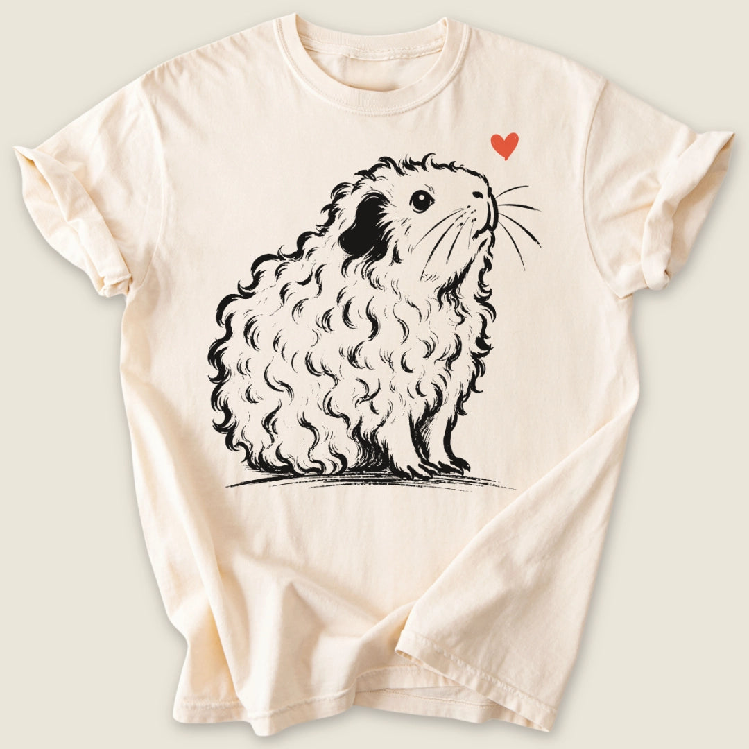 Texel Guinea Ink T-shirt-Tee-Ivory-Guinea Pig Culture