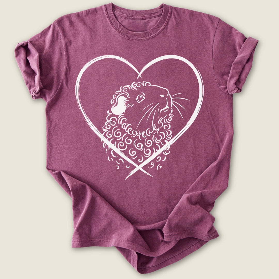 Texel Heart T-shirt-Tee-Berry-Guinea Pig Culture