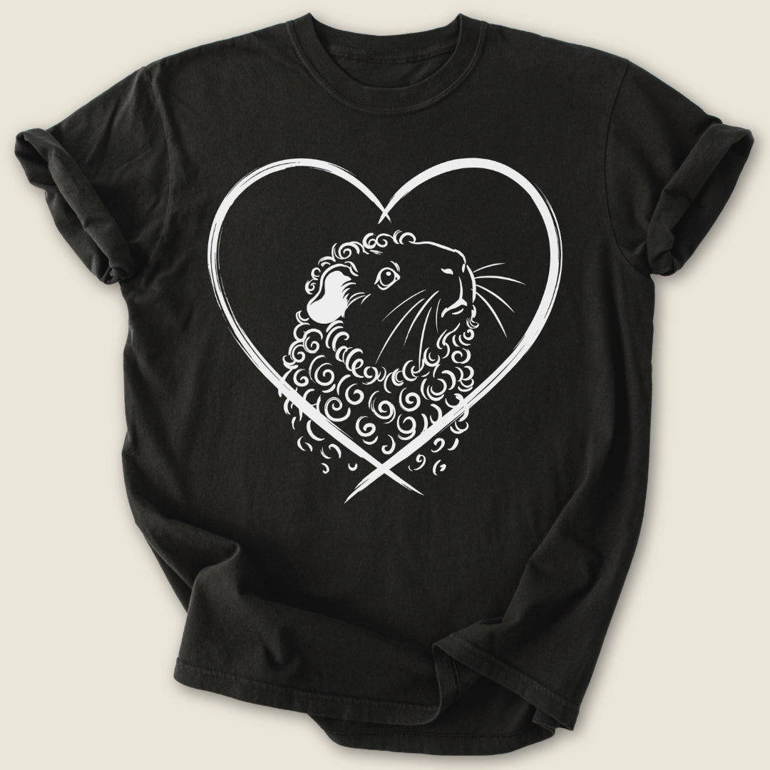 Texel Heart T-shirt-Tee-Black-Guinea Pig Culture