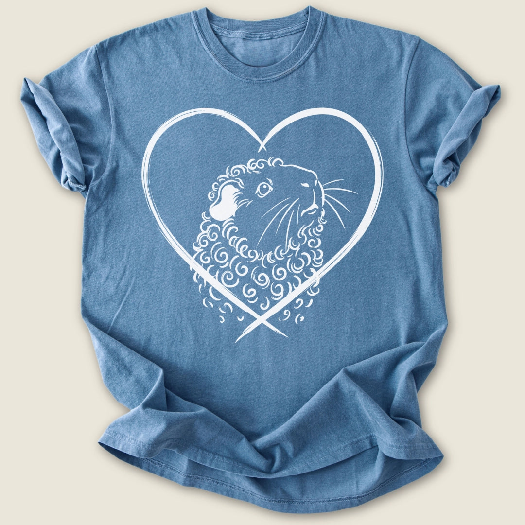 Texel Heart T-shirt-Tee-Blue Jean-Guinea Pig Culture