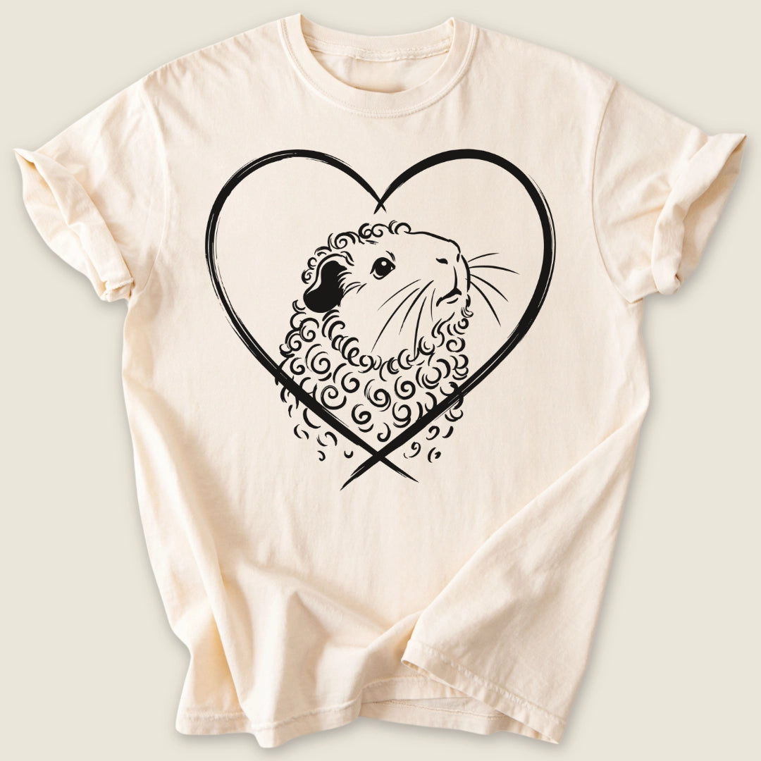 Texel Heart T-shirt-Tee-Ivory-Guinea Pig Culture