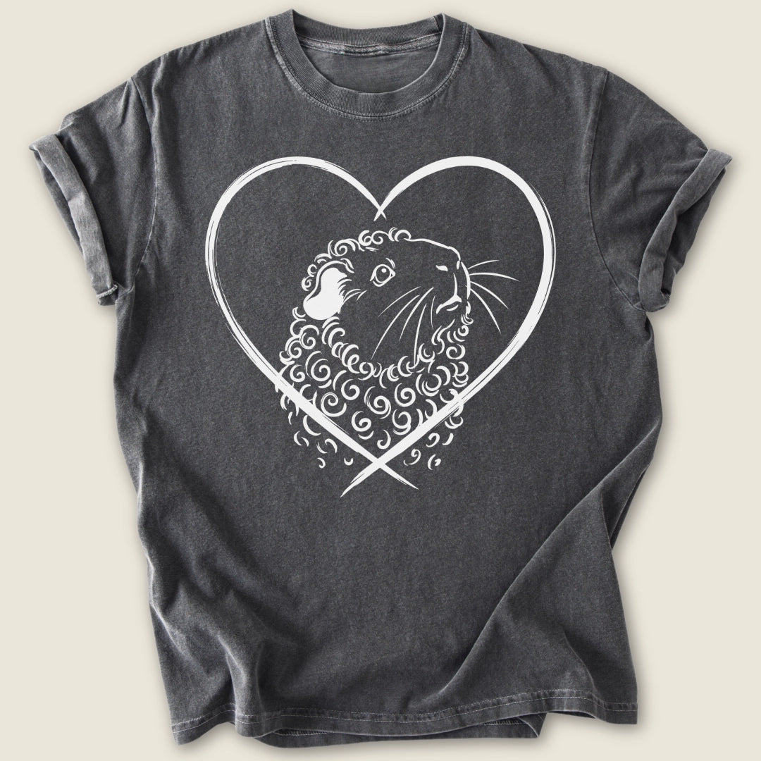 Texel Heart T-shirt-Tee-Pepper-Guinea Pig Culture