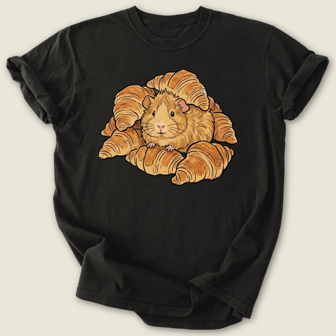 The Croissant T-shirt-Tee-Black-Guinea Pig Culture