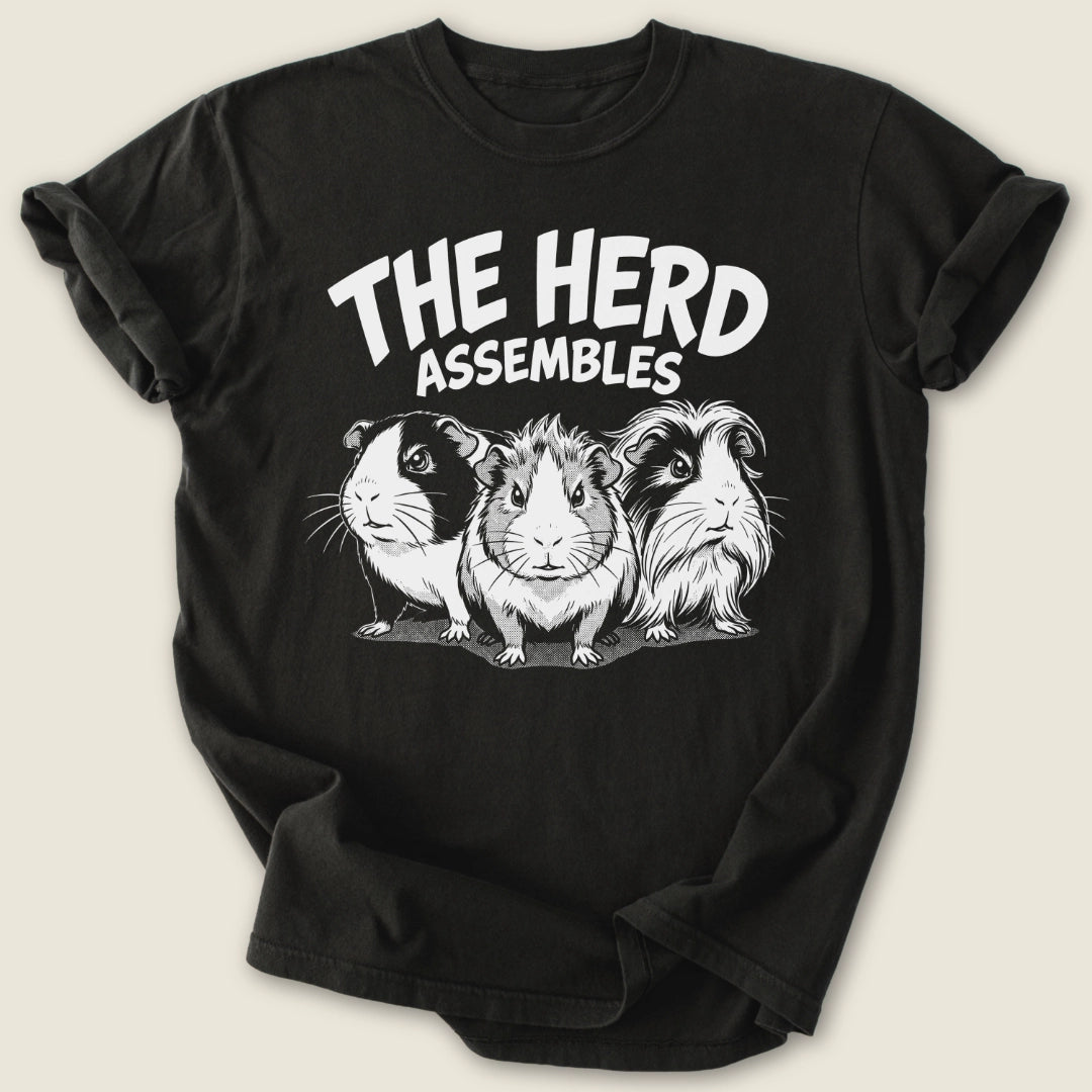 The Herd Assembles T-shirt-Tee-Black-Guinea Pig Culture