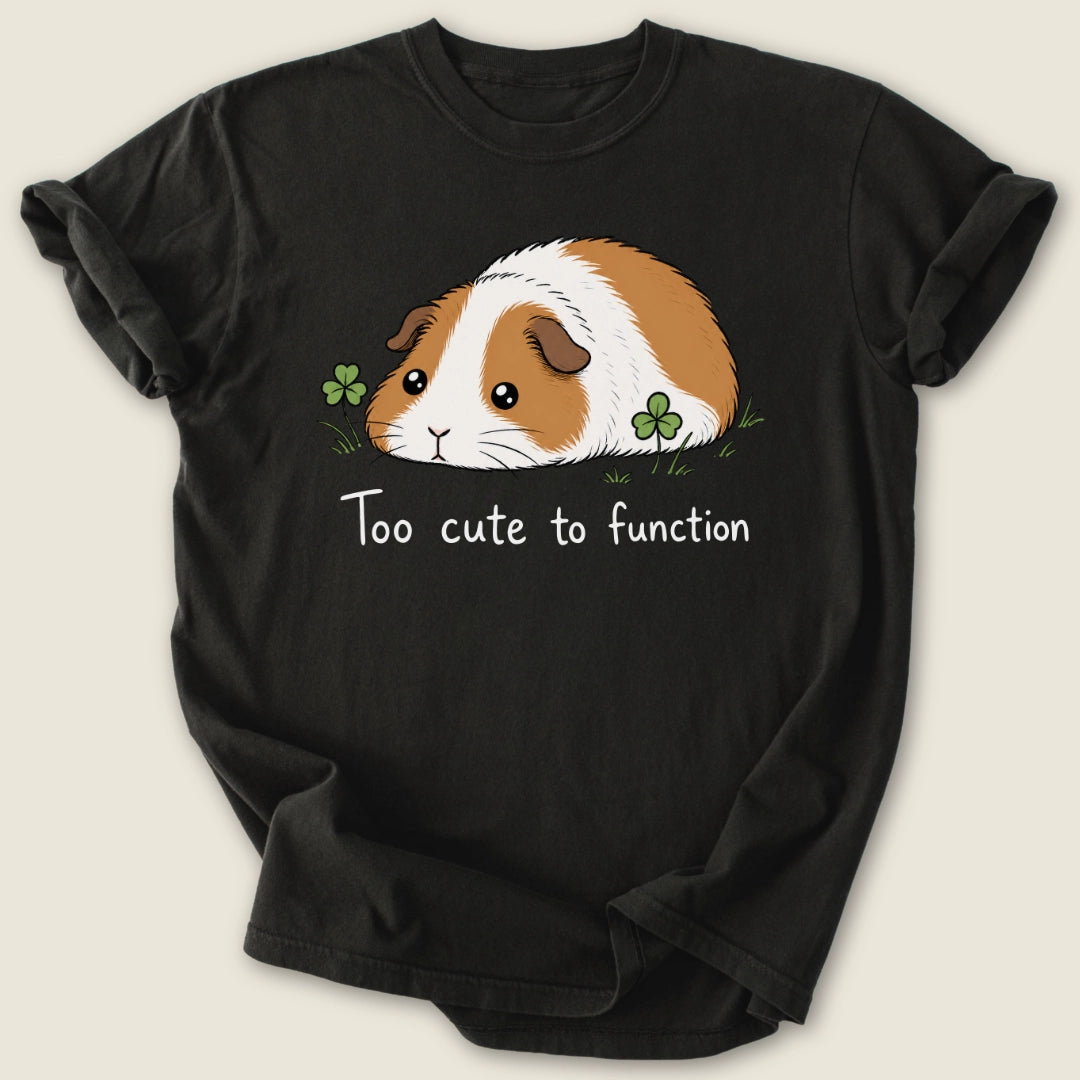 Too cute to function T-shirt-Tee-Black-Guinea Pig Culture