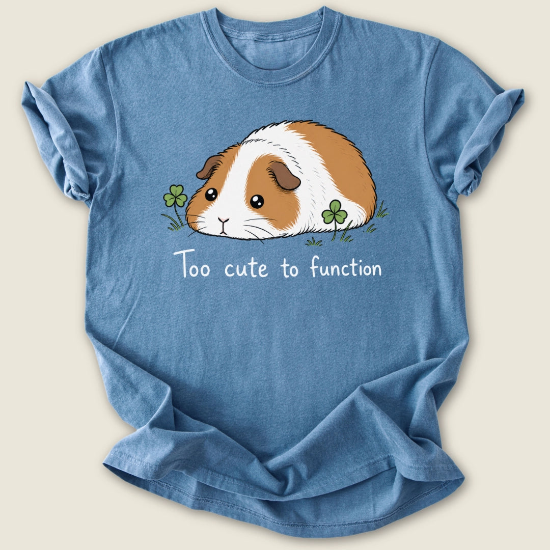 Too cute to function T-shirt-Tee-Blue Jean-Guinea Pig Culture