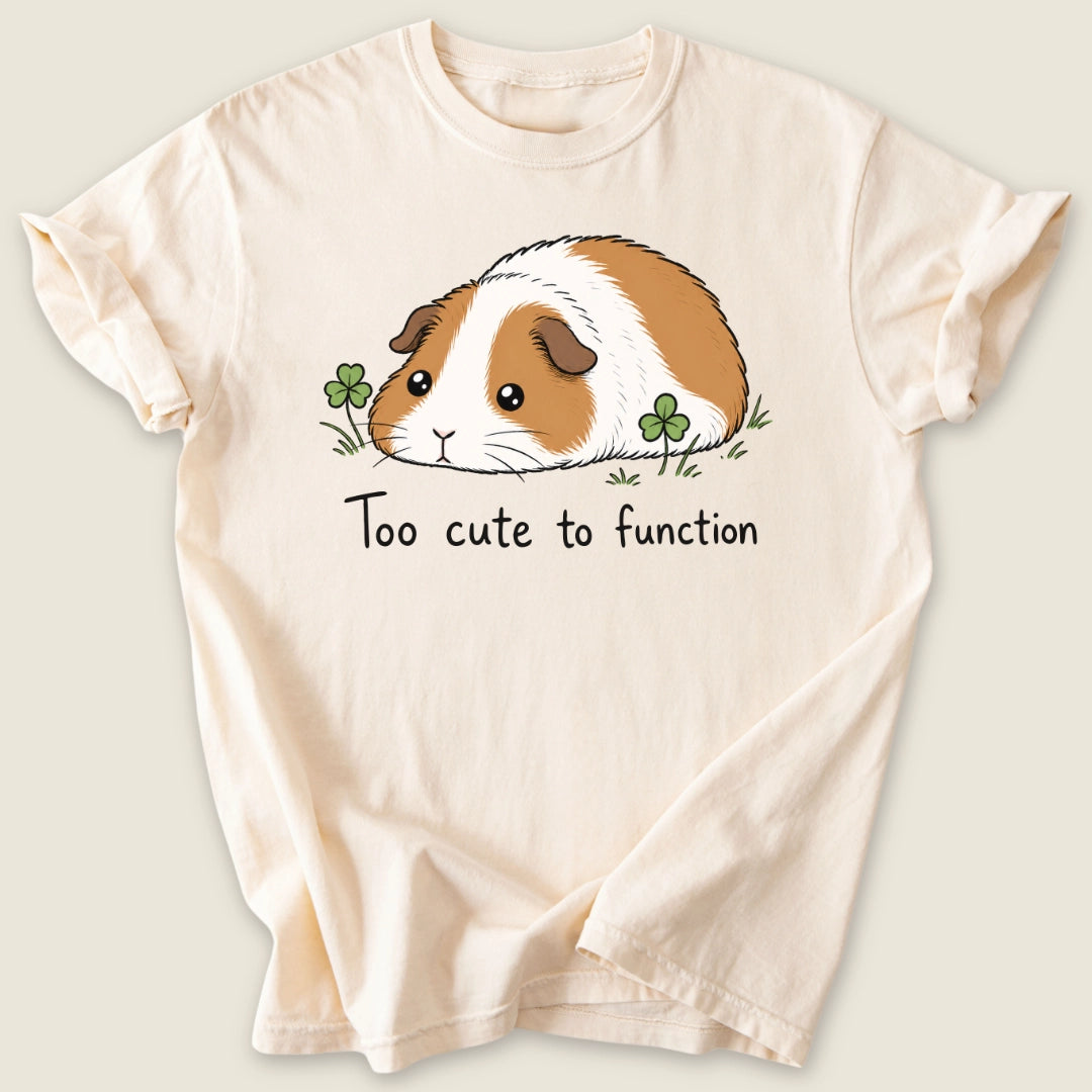 Too cute to function T-shirt-Tee-Ivory-Guinea Pig Culture
