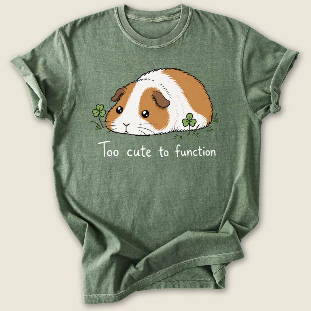 Too cute to function T-shirt-Tee-Moss-Guinea Pig Culture