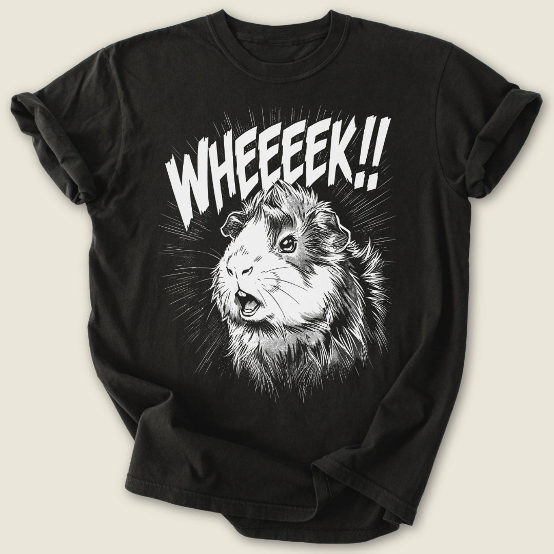 WHEEEEK!! T-shirt-Tee-Black-Guinea Pig Culture