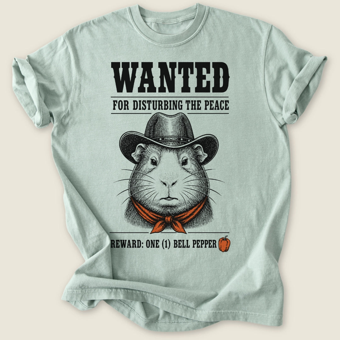 Wanted Piggy T-shirt-Tee-Bay-Guinea Pig Culture