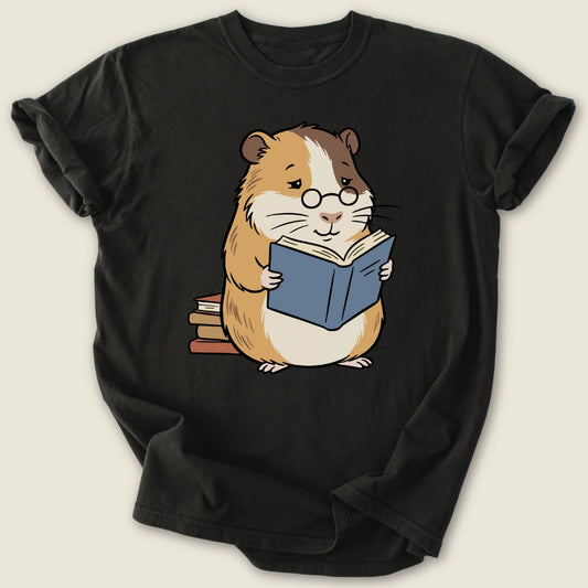 Well Read Piggy T-shirt-Tee-Black-Guinea Pig Culture