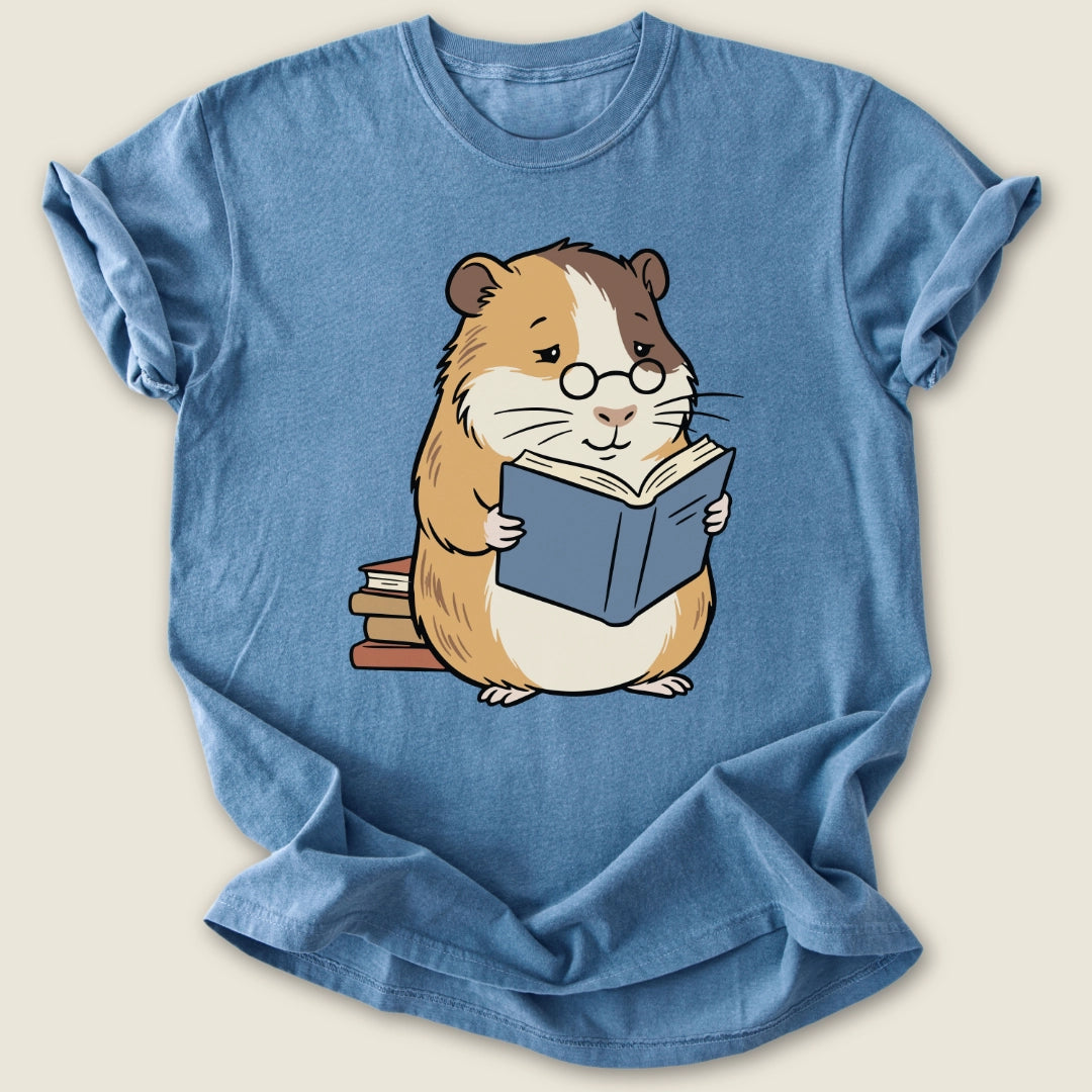 Well Read Piggy T-shirt-Tee-Blue Jean-Guinea Pig Culture