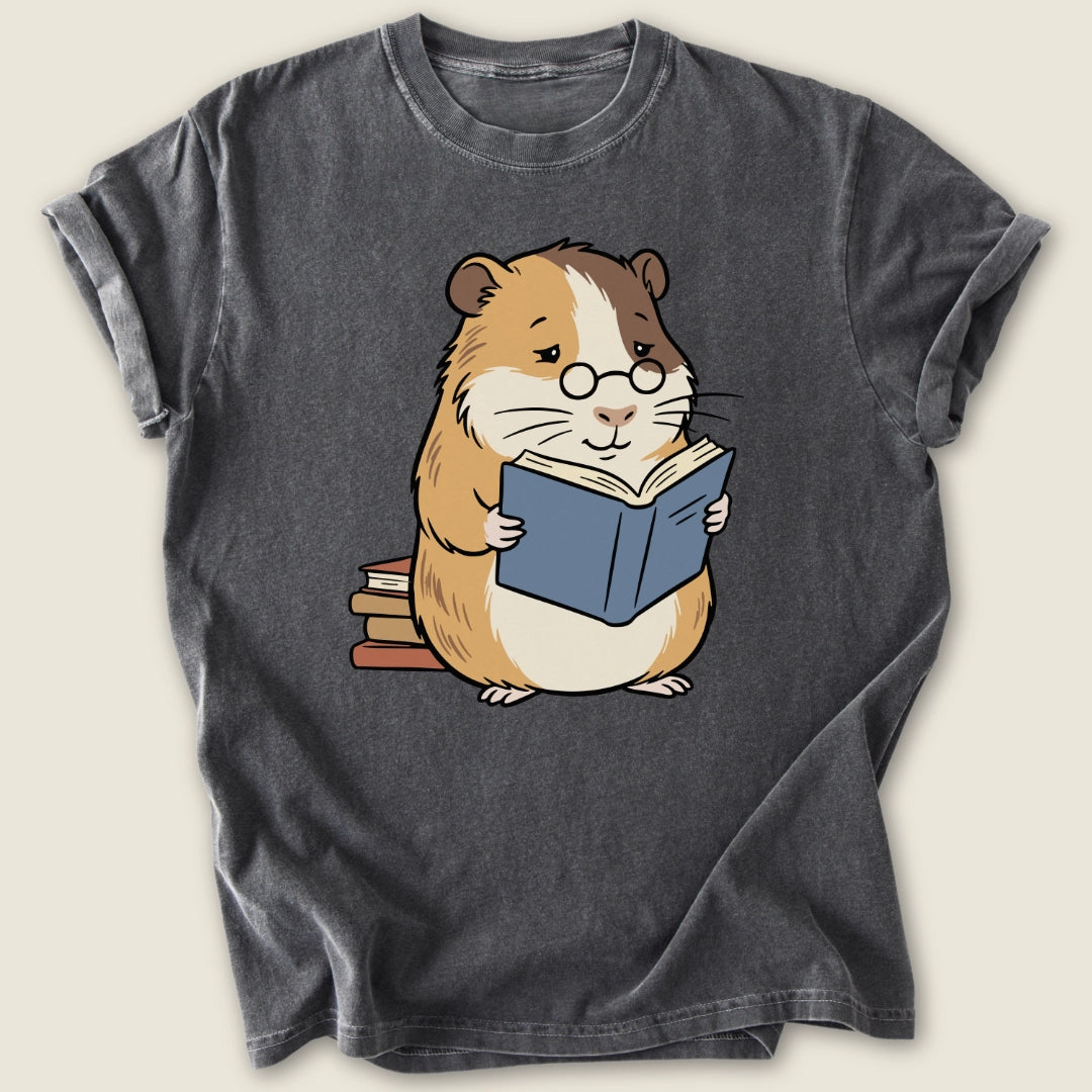 Well Read Piggy T-shirt-Tee-Pepper-Guinea Pig Culture