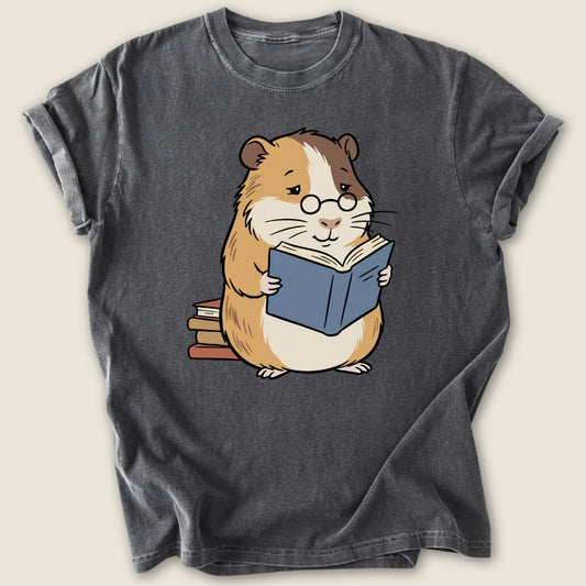 Well Read Piggy T-shirt-Tee-Pepper-Guinea Pig Culture