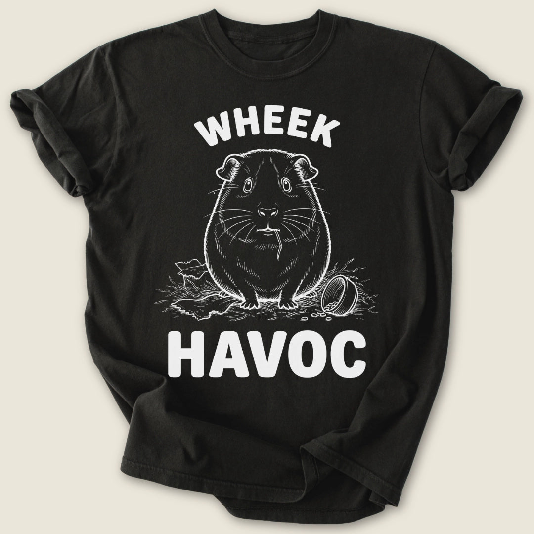 Wheek Havoc T-shirt-Tee-Black-Guinea Pig Culture