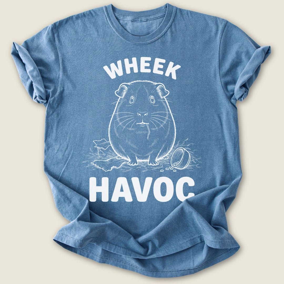 Wheek Havoc T-shirt-Tee-Blue Jean-Guinea Pig Culture