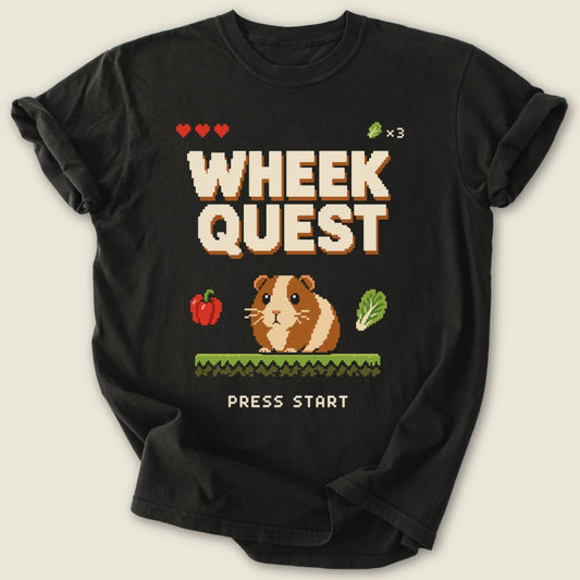 Wheek Quest T-shirt-Tee-Black-Guinea Pig Culture