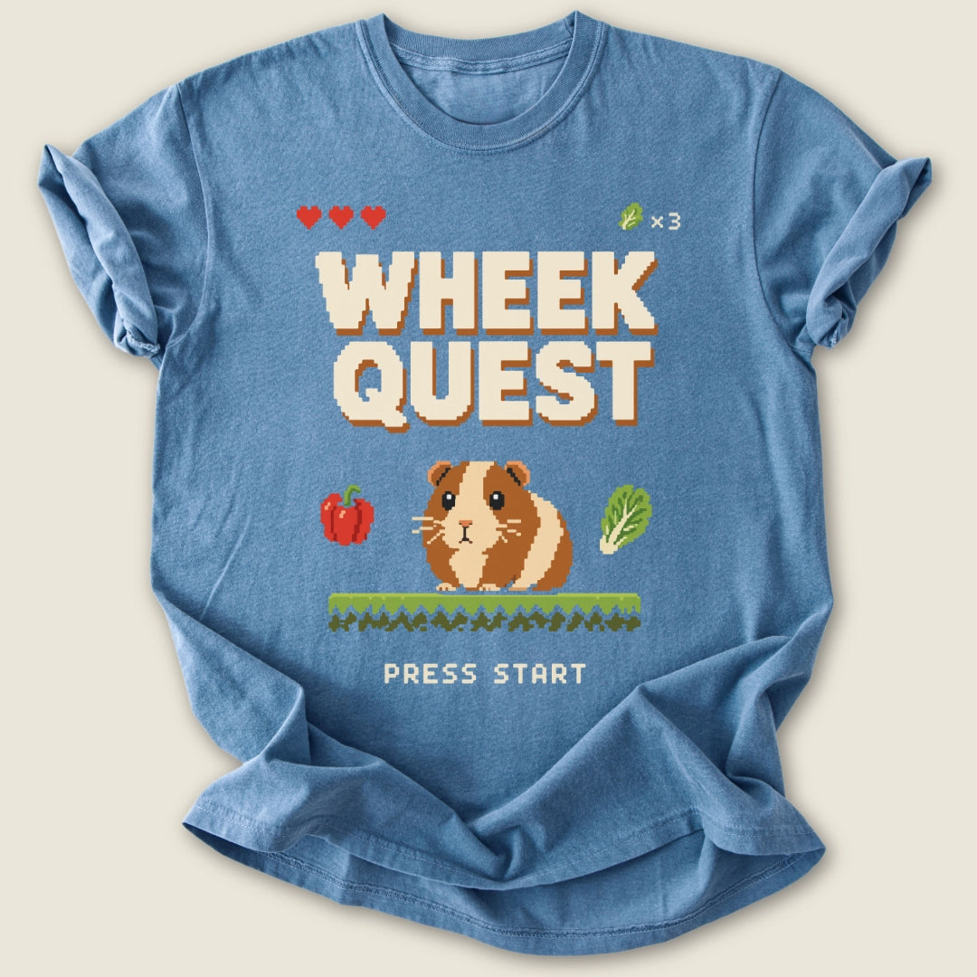Wheek Quest T-shirt-Tee-Blue Jean-Guinea Pig Culture